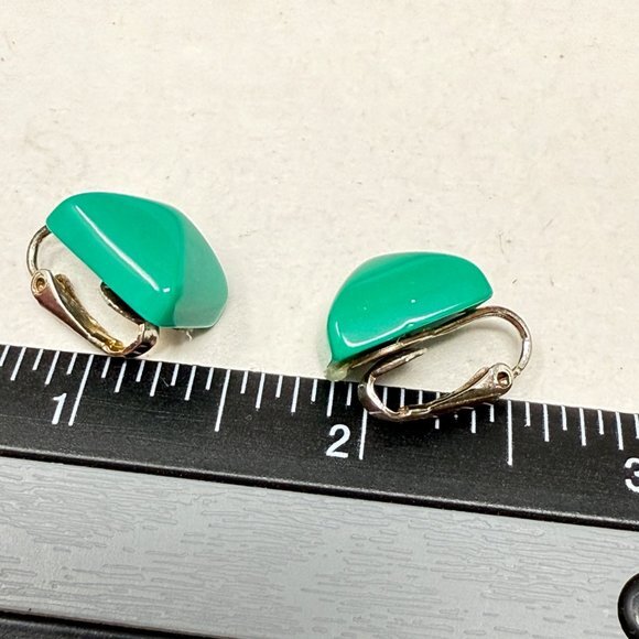 Vintage Lot of‎ Geometric Earrings Clip-On Screw Back Retro Green - Picture 7 of 9